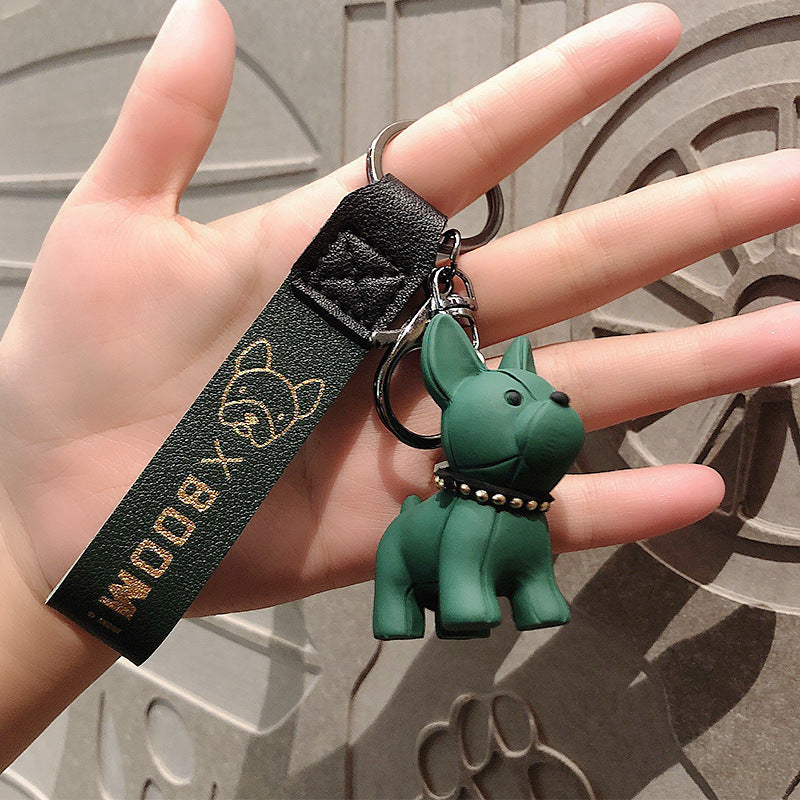 Wholesale French Doll Resin Leather Rope Keychain